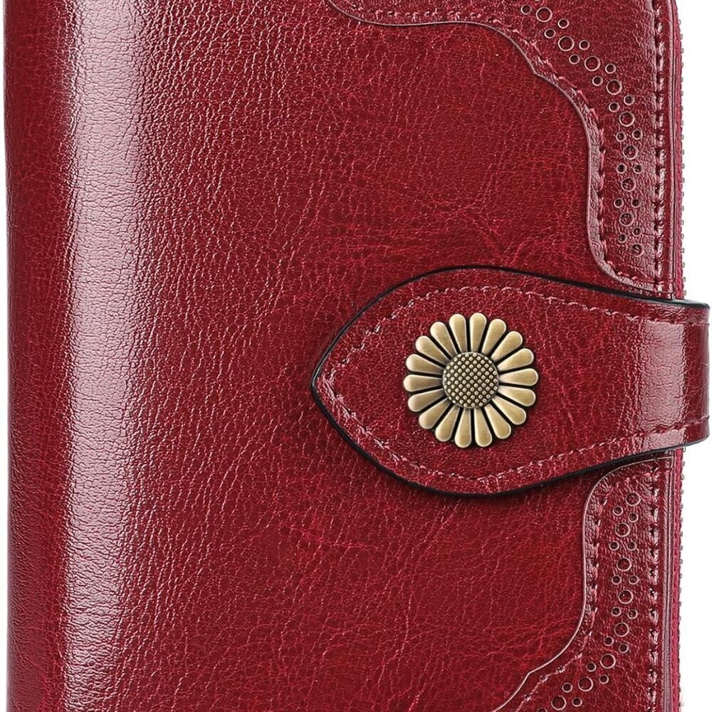 Women’s Leather RFID Wallet Small Compact Zipper Coin Card Holder